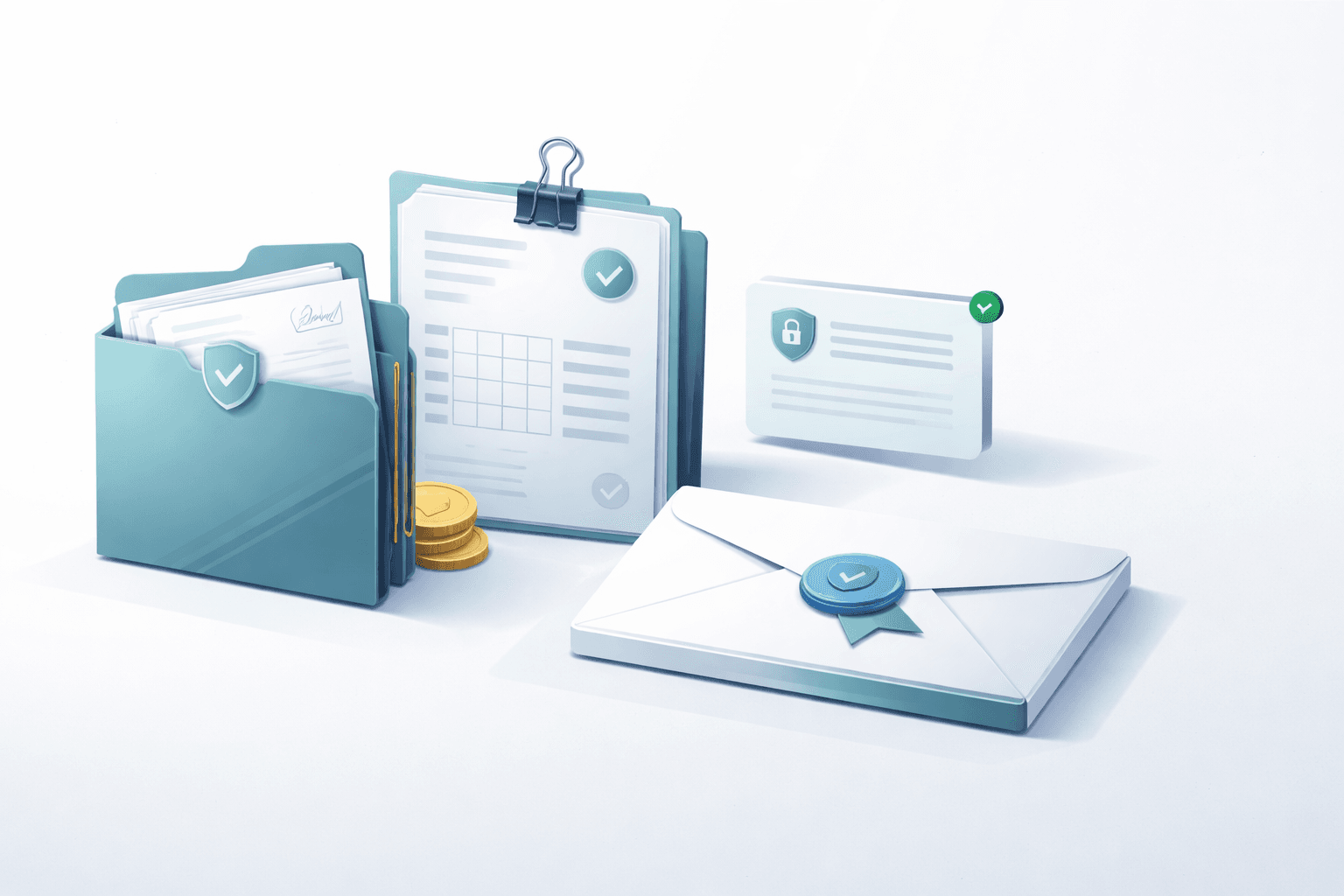 Illustration of portal documents, secure messages, and invoices